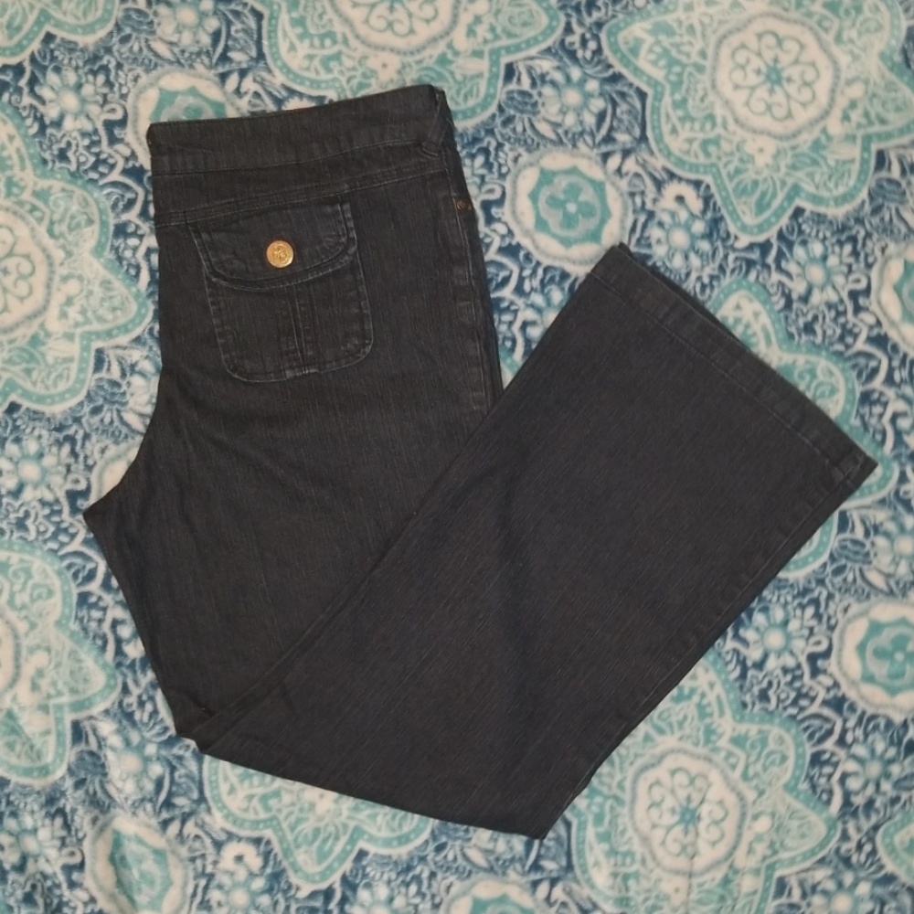 Wide leg, dark wash, sz 18 jeans